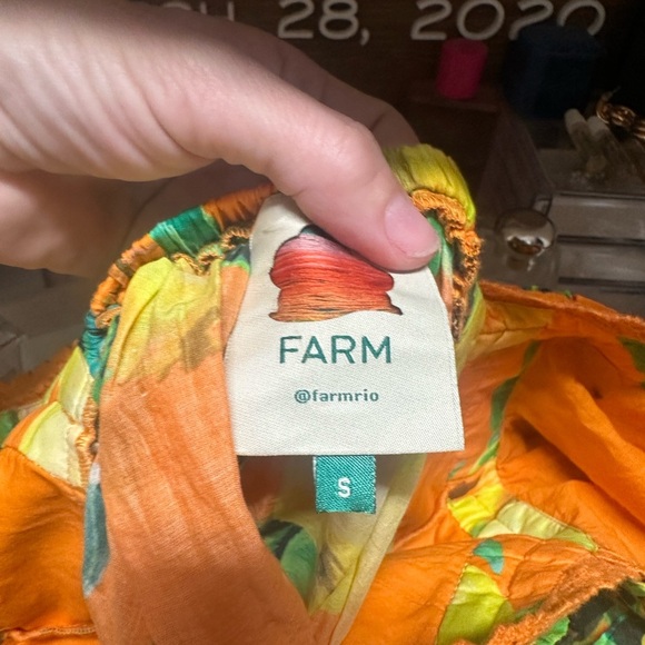 FarmRio Orange Pear Print Puff Sleeve Top NWOT - Picture 6 of 6